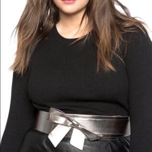 Eloquii Metallic Silver Wide Obi Belt